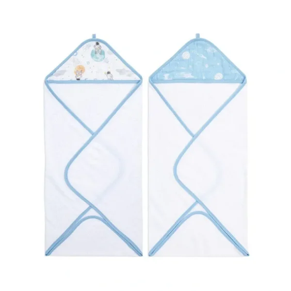 Shop All | aden + anais Essentials Hooded Towel - Space Explorers - 2 Pack - CaringForTots - Professional Baby and Children's Products | Caring for Growth, Caring for Every Moment