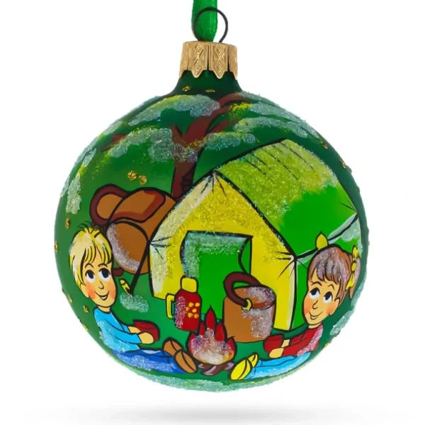 Shop All | Adventurous Hiking & Camping - Blown Glass Ball Christmas Ornament 3.25 Inches - CaringForTots - Professional Baby and Children's Products | Caring for Growth, Caring for Every Moment
