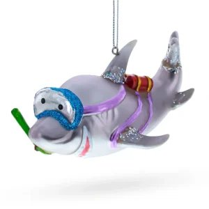 Shop All | Adventurous Snorkeling Shark - Blown Glass Christmas Ornament - CaringForTots - Professional Baby and Children's Products | Caring for Growth, Caring for Every Moment