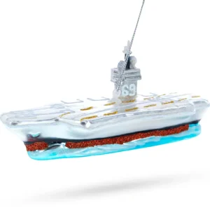 Shop All | Aircraft Carrier - Blown Glass Christmas Ornament - CaringForTots - Professional Baby and Children's Products | Caring for Growth, Caring for Every Moment