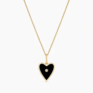 Shop All | Amaya Heart Black Enamel Necklace - CaringForTots - Professional Baby and Children's Products | Caring for Growth, Caring for Every Moment