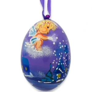 Shop All | Angel Making It Snow At Night Wooden Christmas Ornament 3 Inches - CaringForTots - Professional Baby and Children's Products | Caring for Growth, Caring for Every Moment