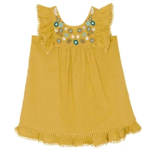 Shop All | Arya Mini Dress In Mustard - CaringForTots - Professional Baby and Children's Products | Caring for Growth, Caring for Every Moment
