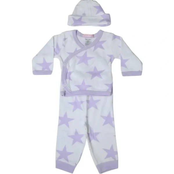 Shop All | Baby 3 Piece Set - Large Lilac Stars - CaringForTots - Professional Baby and Children's Products | Caring for Growth, Caring for Every Moment