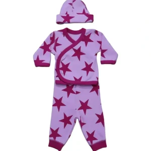 Shop All | Baby 3 Piece Set - Large Pink Stars - CaringForTots - Professional Baby and Children's Products | Caring for Growth, Caring for Every Moment