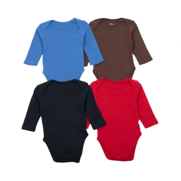 Shop All | Baby Cotton Long Sleeves Bodysuits 4-pack - CaringForTots - Professional Baby and Children's Products | Caring for Growth, Caring for Every Moment