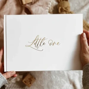 Shop All | Baby memory book - White and Gold Foil with Gilded Edges - CaringForTots - Professional Baby and Children's Products | Caring for Growth, Caring for Every Moment