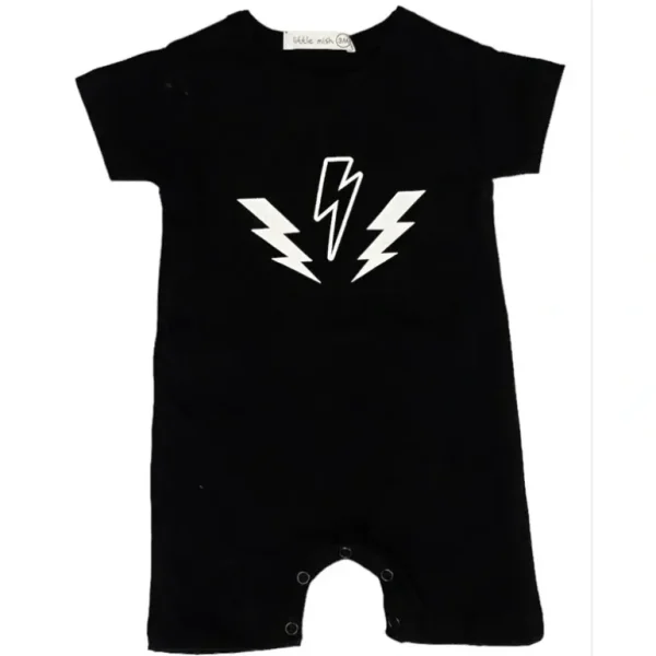 Shop All | Baby Shortall - Bolts On Black - CaringForTots - Professional Baby and Children's Products | Caring for Growth, Caring for Every Moment