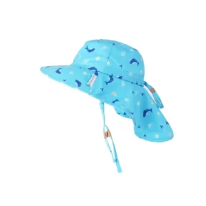 Shop All | Baby/kids Sun Hat With Neck Cape - Blue Whale - CaringForTots - Professional Baby and Children's Products | Caring for Growth, Caring for Every Moment