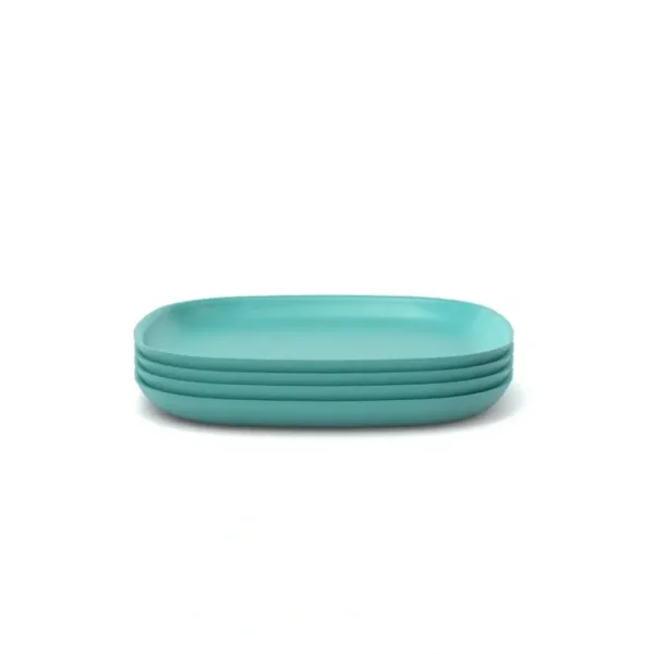 Shop All | Bamboo Medium Plate - 4 Piece Set - Lagoon - CaringForTots - Professional Baby and Children's Products | Caring for Growth, Caring for Every Moment