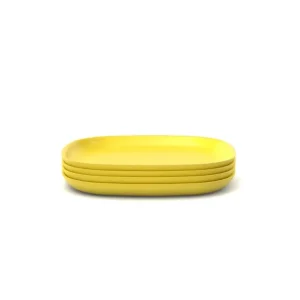 Shop All | Bamboo Medium Plate - 4 Piece Set - Lemon - CaringForTots - Professional Baby and Children's Products | Caring for Growth, Caring for Every Moment
