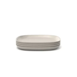 Shop All | Bamboo Medium Plate - 4 Piece Set - Stone - CaringForTots - Professional Baby and Children's Products | Caring for Growth, Caring for Every Moment