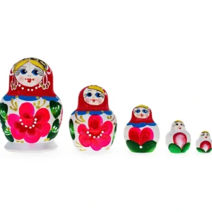 Shop All | Beautiful Wooden With Red Color Hood And Pink Flowers Nesting Dolls - CaringForTots - Professional Baby and Children's Products | Caring for Growth, Caring for Every Moment