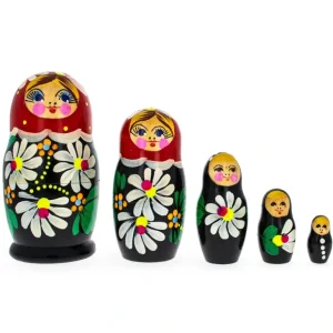 Shop All | Beautiful Wooden With Red Color Hood And White Flowers Nesting Dolls - CaringForTots - Professional Baby and Children's Products | Caring for Growth, Caring for Every Moment