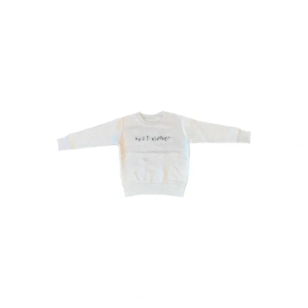 Shop All | Best Kid Ever Embroidery Stitch Sweatshirt - Cream - CaringForTots - Professional Baby and Children's Products | Caring for Growth, Caring for Every Moment