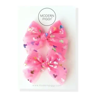 Shop All | Bibbidi Bobbidi - Pink | Tulle Bow - Pigtail Set - CaringForTots - Professional Baby and Children's Products | Caring for Growth, Caring for Every Moment