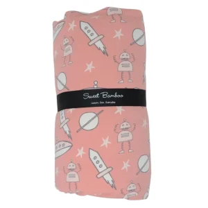 Shop All | Big Kid Fur Blanket - 42 X 42 - Robot Pink - Outer Space Pink - CaringForTots - Professional Baby and Children's Products | Caring for Growth, Caring for Every Moment