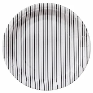 Shop All | Black And White Fine Stripes Plates (set Of 8) - CaringForTots - Professional Baby and Children's Products | Caring for Growth, Caring for Every Moment