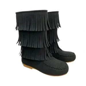 Shop All | Black Fringe Boots By Liv And Mia - CaringForTots - Professional Baby and Children's Products | Caring for Growth, Caring for Every Moment