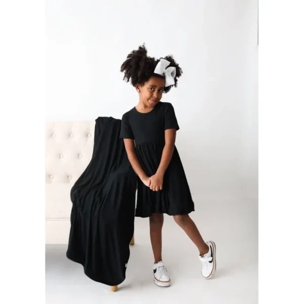 Shop All | Black Rib Dream Ruffle Dress - CaringForTots - Professional Baby and Children's Products | Caring for Growth, Caring for Every Moment
