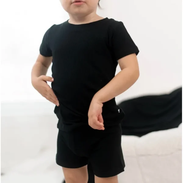 Shop All | Black Rib Dream Short Set - CaringForTots - Professional Baby and Children's Products | Caring for Growth, Caring for Every Moment
