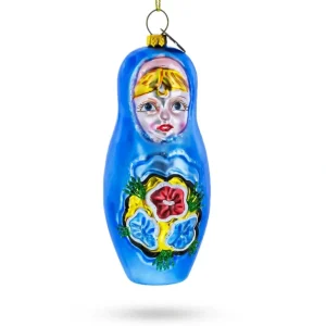 Shop All | Blue Doll With Flower - Blown Glass Christmas Ornament - CaringForTots - Professional Baby and Children's Products | Caring for Growth, Caring for Every Moment