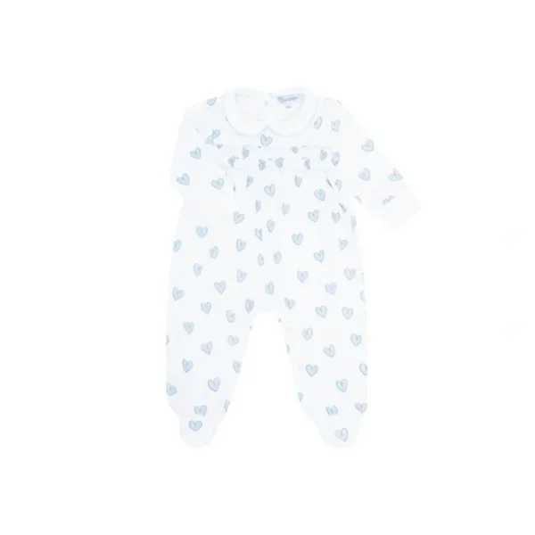 Shop All | Blue Heart Print Smocked Footie - CaringForTots - Professional Baby and Children's Products | Caring for Growth, Caring for Every Moment