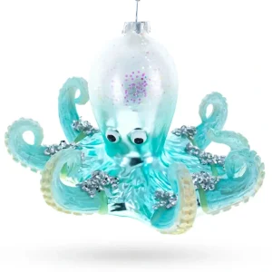 Shop All | Blue Octopus Blown Glass Christmas Ornament - CaringForTots - Professional Baby and Children's Products | Caring for Growth, Caring for Every Moment