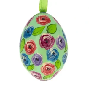 Shop All | Blue, Red And Purple Flowers Wooden Egg Easter Ornament 3 Inches - CaringForTots - Professional Baby and Children's Products | Caring for Growth, Caring for Every Moment