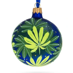 Shop All | Botanical Cannabis Glass Ball Christmas Ornament 3.25 Inches - CaringForTots - Professional Baby and Children's Products | Caring for Growth, Caring for Every Moment