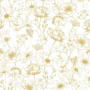 Shop All | Botany - Sample Wallpaper, Flowers, Botany Gold - CaringForTots - Professional Baby and Children's Products | Caring for Growth, Caring for Every Moment