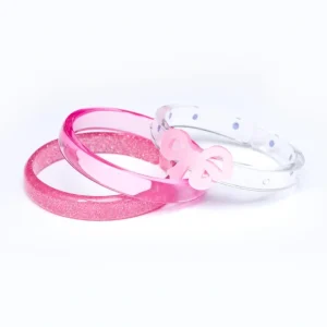 Shop All | Bow Fancy Satin Pink Bangles (Set of 3) - CaringForTots - Professional Baby and Children's Products | Caring for Growth, Caring for Every Moment