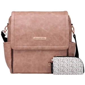 Shop All | Boxy Backpack Diaper Bag in Dusty Rose Matte Leatherette - CaringForTots - Professional Baby and Children's Products | Caring for Growth, Caring for Every Moment