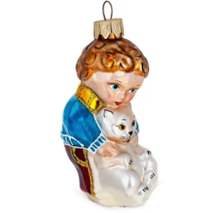 Shop All | Boy Petting Cat Glass Christmas Ornament - CaringForTots - Professional Baby and Children's Products | Caring for Growth, Caring for Every Moment