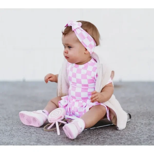 Shop All | Bubblegum Checkers Dream Bodysuit Dress - CaringForTots - Professional Baby and Children's Products | Caring for Growth, Caring for Every Moment