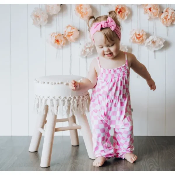 Shop All | Bubblegum Checkers Dream Smocked Jumpsuit - CaringForTots - Professional Baby and Children's Products | Caring for Growth, Caring for Every Moment