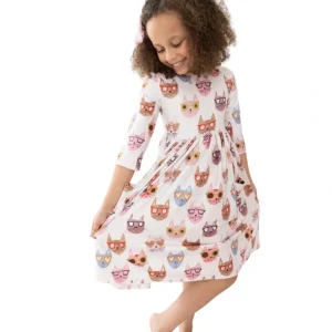 Shop All | Cattitude 3/4 Sleeve Pocket Twirl Dress - CaringForTots - Professional Baby and Children's Products | Caring for Growth, Caring for Every Moment