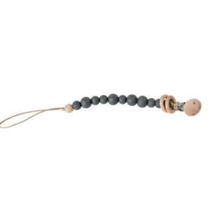 Shop All | Charcoal Silicone Bead & Wood Ring Pacifier Clip - CaringForTots - Professional Baby and Children's Products | Caring for Growth, Caring for Every Moment