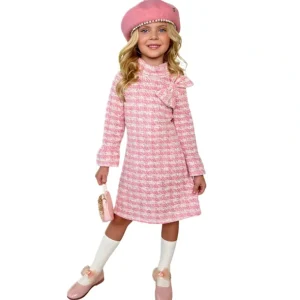 Shop All | Charming Checked Tweed Pink Dress - CaringForTots - Professional Baby and Children's Products | Caring for Growth, Caring for Every Moment