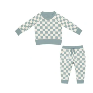 Shop All | Checkerboard Gray Mist French Terry Raglan Jogger Set - CaringForTots - Professional Baby and Children's Products | Caring for Growth, Caring for Every Moment