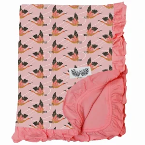 Shop All | Cherry Blossom Cranes Ruffle Stroller Blanket - CaringForTots - Professional Baby and Children's Products | Caring for Growth, Caring for Every Moment