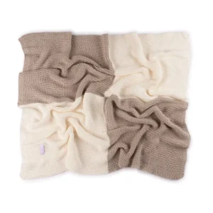 Shop All | Chunky Knit Color Block Blanket ~ Toupe - CaringForTots - Professional Baby and Children's Products | Caring for Growth, Caring for Every Moment
