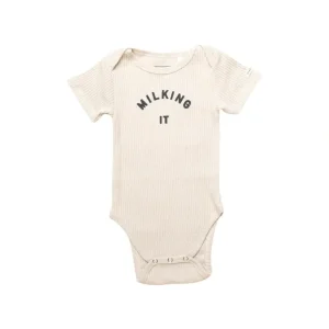 Shop All | Claude & Co "Milking It" Short Sleeve Bodysuit - Oat - CaringForTots - Professional Baby and Children's Products | Caring for Growth, Caring for Every Moment