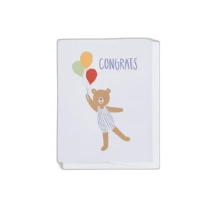 Shop All | Congrats Balloon Bear Greeting Card - CaringForTots - Professional Baby and Children's Products | Caring for Growth, Caring for Every Moment