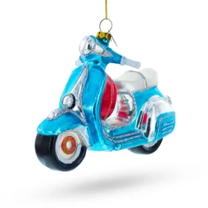 Shop All | Cruising Through The Holidays: Blue Retro Scooter - Blown Glass Christmas Ornament - CaringForTots - Professional Baby and Children's Products | Caring for Growth, Caring for Every Moment