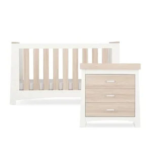 Shop All | CuddleCo Ada 2 Piece Set 3-Drawer Dresser Cot Bed - White/Ash - CaringForTots - Professional Baby and Children's Products | Caring for Growth, Caring for Every Moment