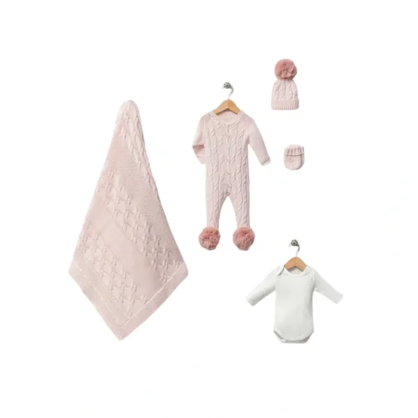Shop All | Daniel Pink Newborn Knit Coming Home Set (5 Pcs) - CaringForTots - Professional Baby and Children's Products | Caring for Growth, Caring for Every Moment