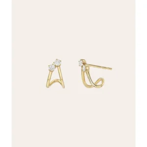 Shop All | Diamond Duo Half Huggie Earrings - CaringForTots - Professional Baby and Children's Products | Caring for Growth, Caring for Every Moment