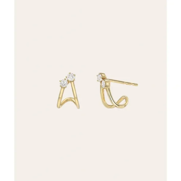 Shop All | Diamond Duo Half Huggie Earrings - CaringForTots - Professional Baby and Children's Products | Caring for Growth, Caring for Every Moment