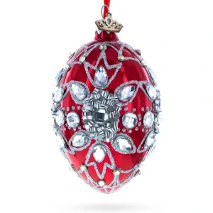 Shop All | Diamond Star On Red Glass Egg Christmas Ornament 4 Inches - CaringForTots - Professional Baby and Children's Products | Caring for Growth, Caring for Every Moment
